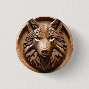 Sylvan Sentinel: The Majestic Wood Wolf Print Button