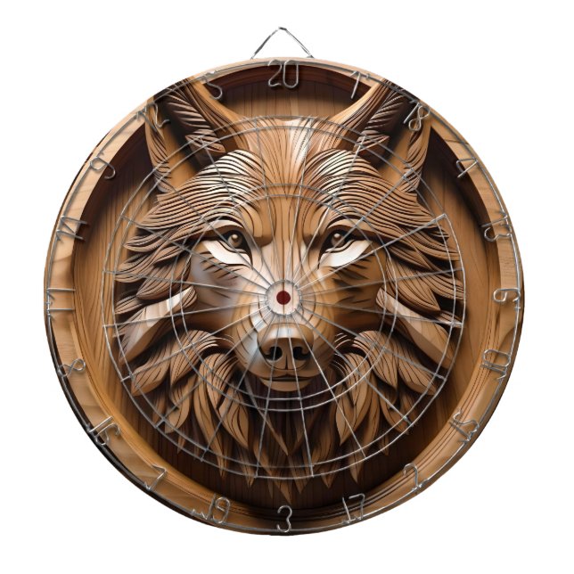 Sylvan Sentinel: The Majestic Wood Wolf Print Dart Board (Front)
