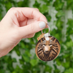Sylvan Sentinel: The Majestic Wood Wolf Print Keychain