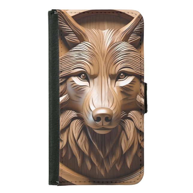 Sylvan Sentinel: The Majestic Wood Wolf Print Samsung Galaxy Wallet Case (Front)