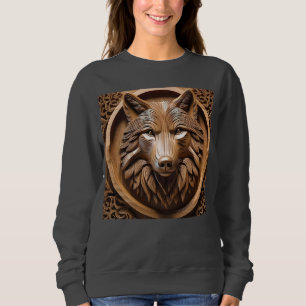 Sylvan Sentinel: The Majestic Wood Wolf Print, Sweatshirt