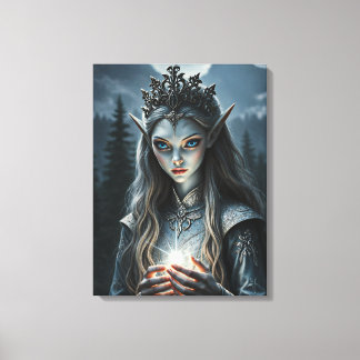 Sylvarae Nightwhisper Enchanted Elf Sorceress  Canvas Print