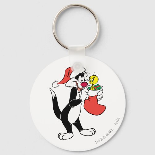Sylvester Cat with Stocking Keychain