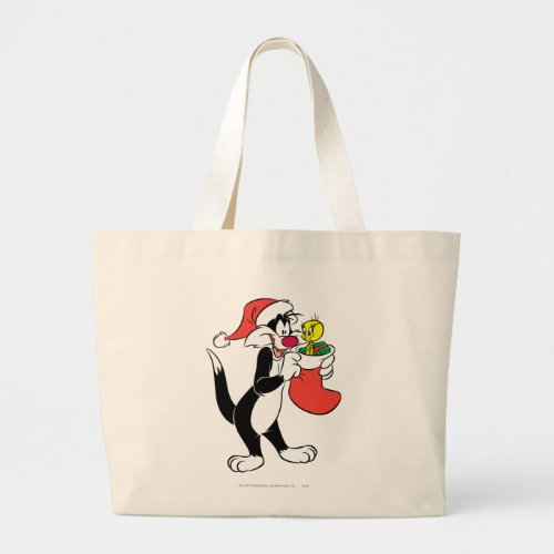 Sylvester Cat with Stocking Large Tote Bag