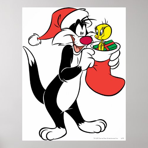 Sylvester Cat with Stocking Poster