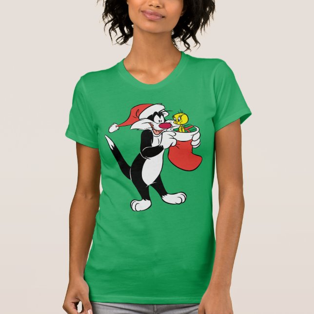 SYLVESTER™ Cat with Stocking T-Shirt (Front)
