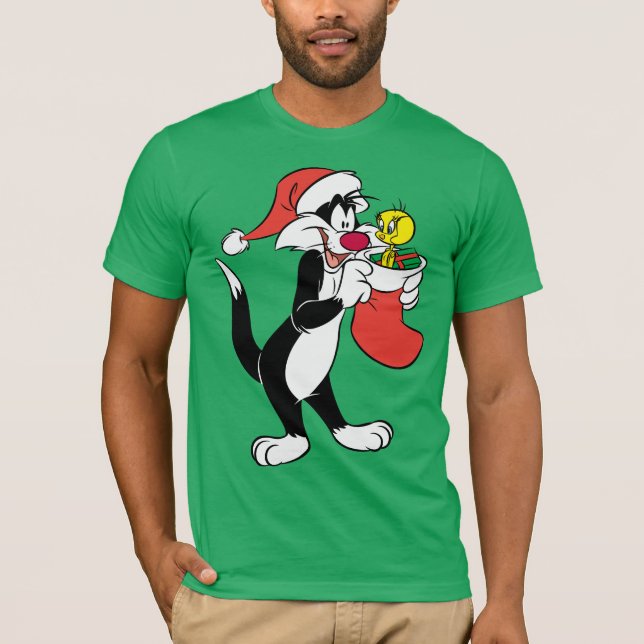 SYLVESTER™ Cat with Stocking T-Shirt (Front)