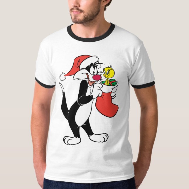 SYLVESTER™ Cat with Stocking T-Shirt (Front)