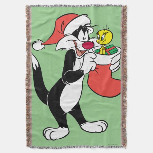Sylvester Cat with Stocking Throw Blanket