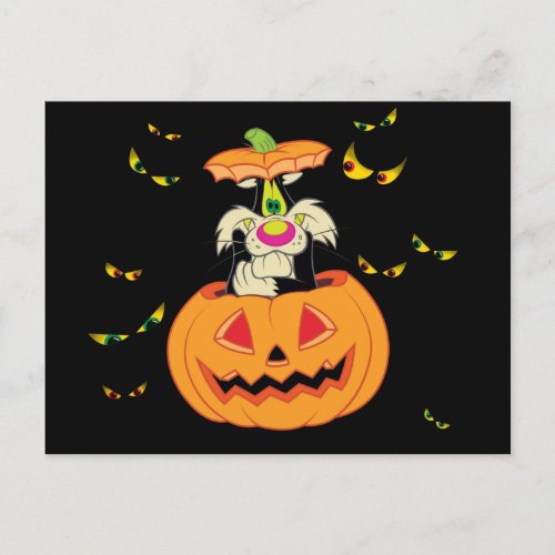 SYLVESTER Hiding in a Jack_o_Lantern Invitation Postcard