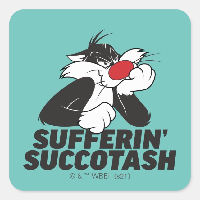 SYLVESTER™ "Sufferin' Succotash" Sulking Square Sticker (Front)