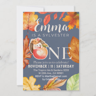 Sylvester watercolor fall hedgehog invitation