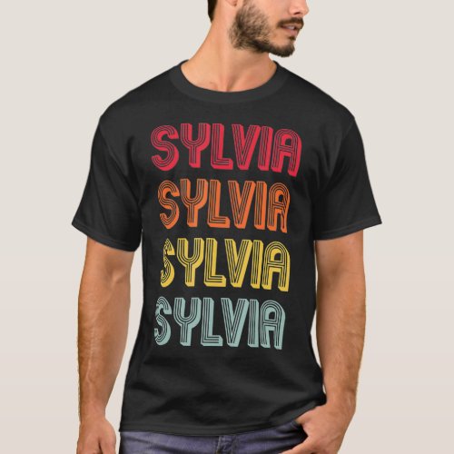 SYLVIA Gift Name Personalized Retro Vintage 80s 90 T_Shirt