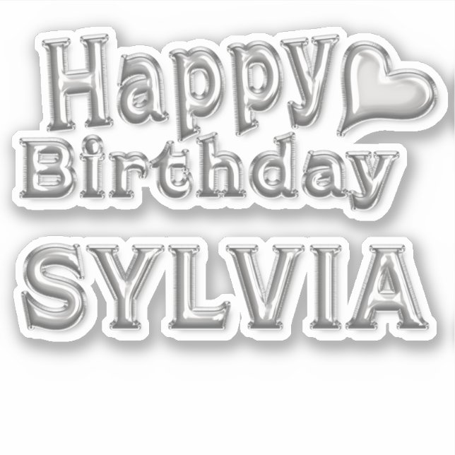 Sylvia Happy Birthday silver Sticker (Front)