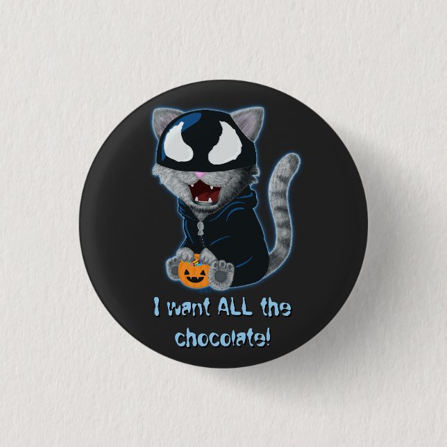 Symbioticat Alien Cat Halloween Costume Button (Front)