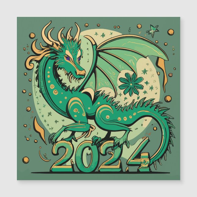 Symbol 2024 New Year, Green Wood Dragon  (Front)