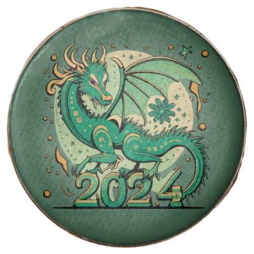 Symbol 2024 New Year Green Wood Dragon Chocolate Covered Oreo