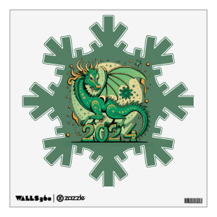Symbol 2024 New Year, Green Wood Dragon Wall Decal