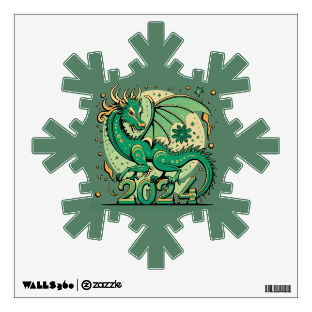 Symbol 2024 New Year, Green Wood Dragon  Wall Decal (Front)