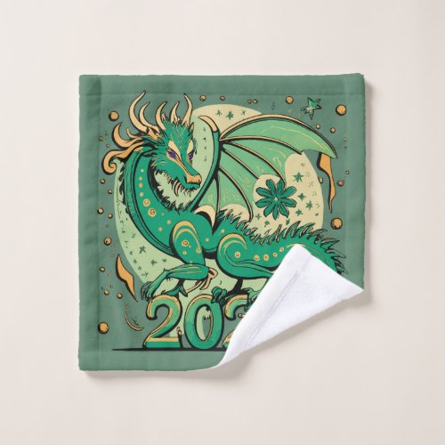 Symbol 2024 New Year Green Wood Dragon Wash Cloth