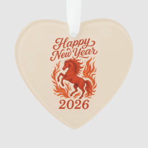 Symbol 2026 Fire Red Horse Ornament