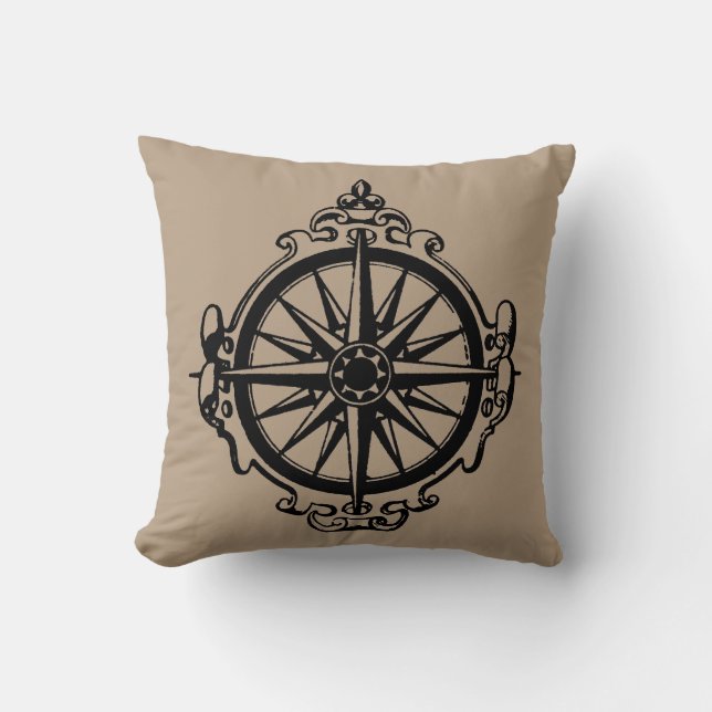 Symbol: Compass Throw Pillow (Front)