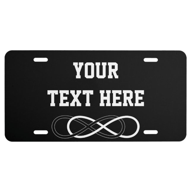 Symbol double Infinity - Black & White License Plate (Front)