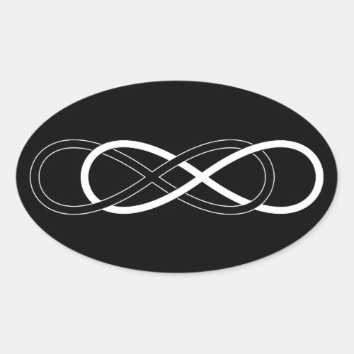 Symbol double Infinity _ Black  White Oval Sticker