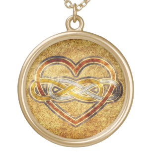 Symbol double Infinity Heart BiColor Gold Plated Necklace