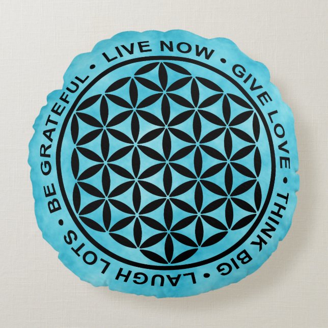 Symbol Flower Of Life - Rules Of Life 1 Round Pillow (Front)