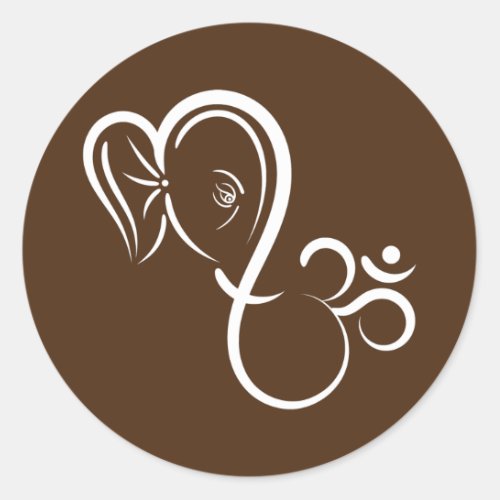Symbol Ganesha Meditation Spiritual Calligraphy Classic Round Sticker