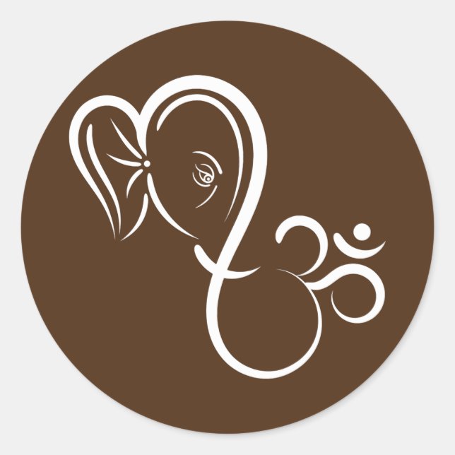 Symbol Ganesha Meditation Spiritual Calligraphy Classic Round Sticker (Front)