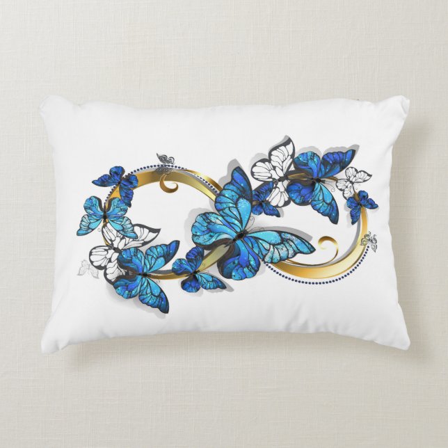 Symbol Infinity of Blue Morpho Butterflies Accent Pillow (Front)