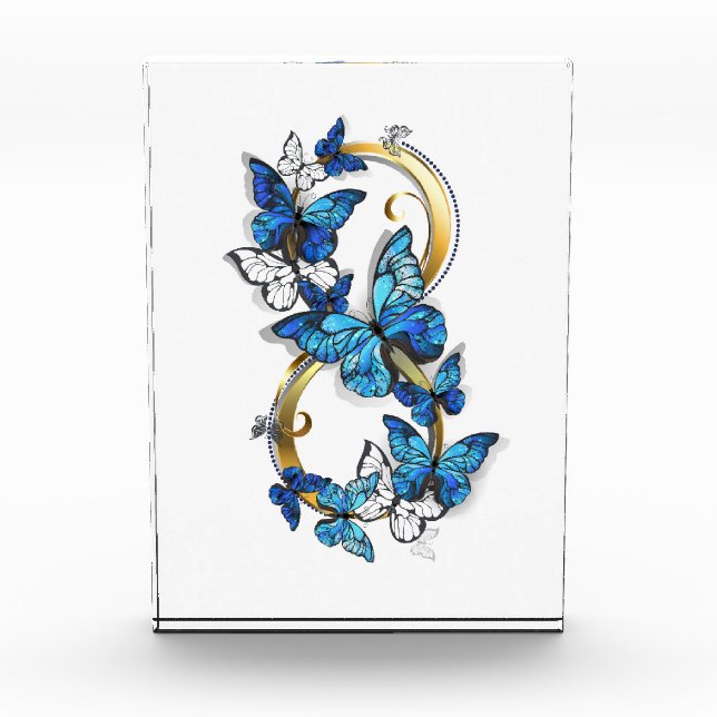 Symbol Infinity of Blue Morpho Butterflies Acrylic Award (Front)