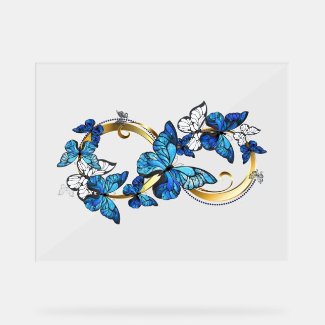 Symbol Infinity of Blue Morpho Butterflies Acrylic Sign (Front)