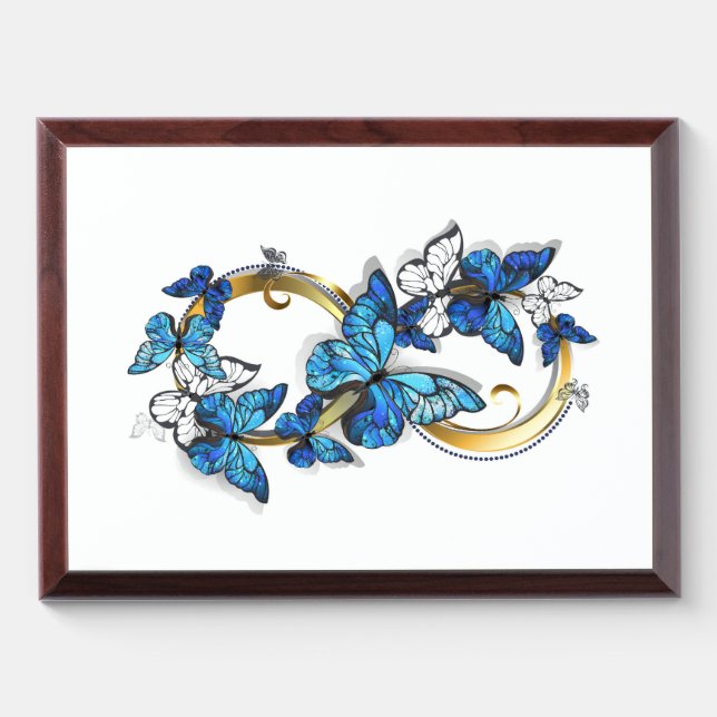Symbol Infinity of Blue Morpho Butterflies Award Plaque (Horizontal)