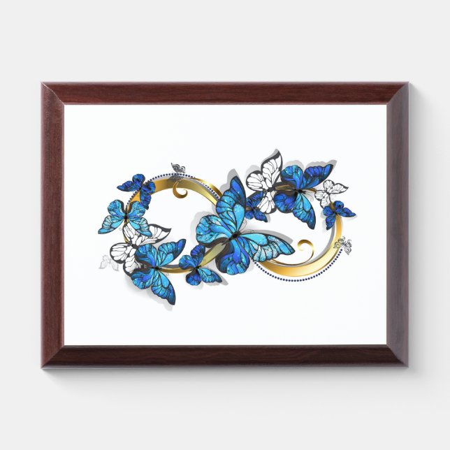 Symbol Infinity of Blue Morpho Butterflies Award Plaque (Horizontal)