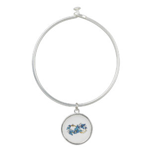 Symbol Infinity of Blue Morpho Butterflies Bangle Bracelet