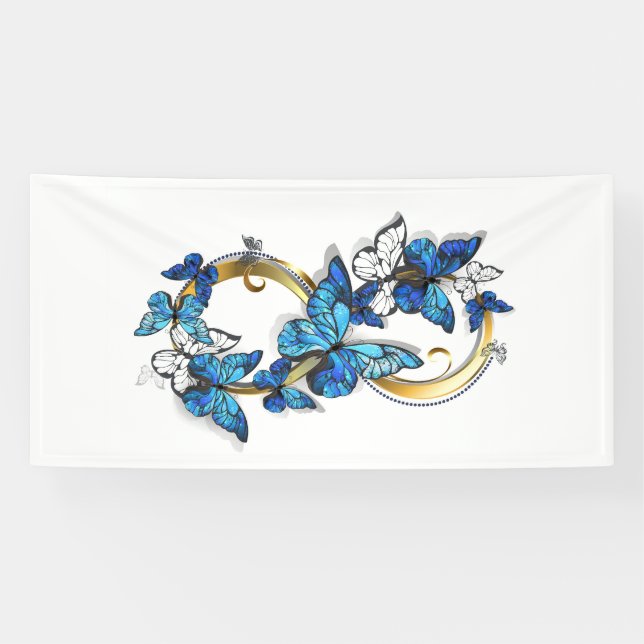 Symbol Infinity of Blue Morpho Butterflies Banner (Horizontal)