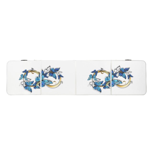 Symbol Infinity of Blue Morpho Butterflies Beer Pong Table (Top)