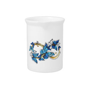 Symbol Infinity of Blue Morpho Butterflies Beverage Pitcher