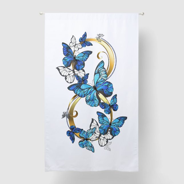 Symbol Infinity of Blue Morpho Butterflies Blackout Curtains (Front)