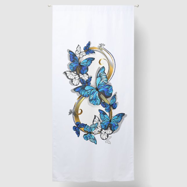 Symbol Infinity of Blue Morpho Butterflies Blackout Curtains (Front)