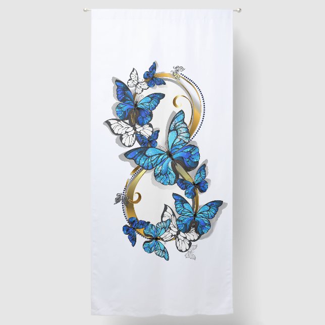 Symbol Infinity of Blue Morpho Butterflies Blackout Curtains (Front)