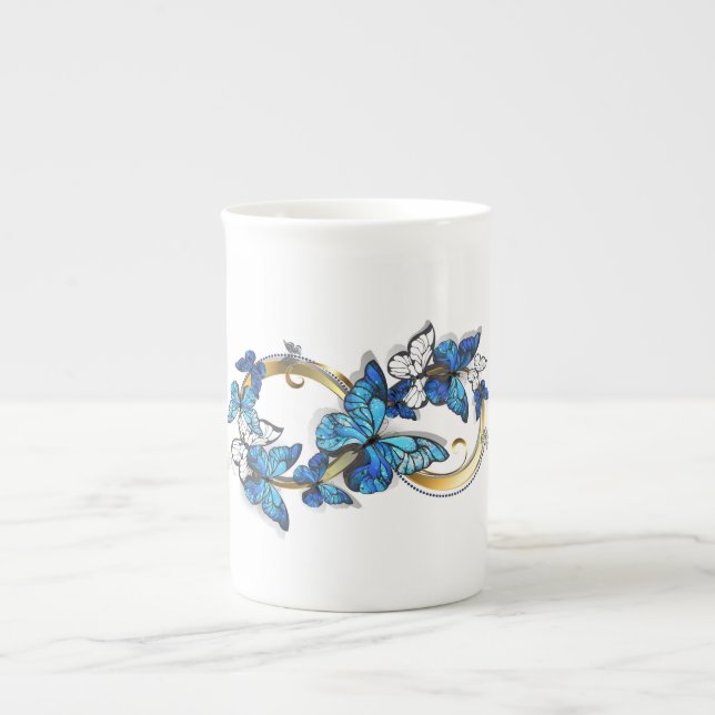 Symbol Infinity of Blue Morpho Butterflies Bone China Mug (Front)
