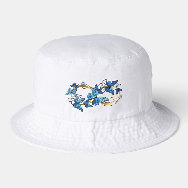 Symbol Infinity of Blue Morpho Butterflies Bucket Hat (Front)