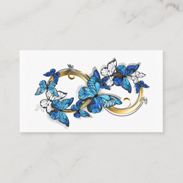 Symbol Infinity of Blue Morpho Butterflies Business Card (Front)