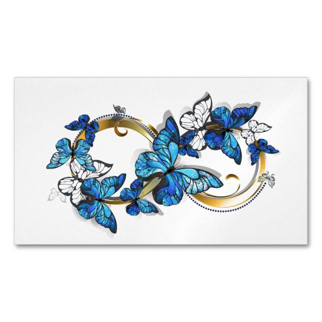 Symbol Infinity of Blue Morpho Butterflies Business Card Magnet (Front)