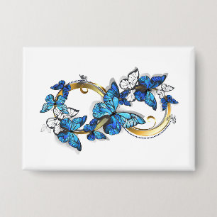 Symbol Infinity of Blue Morpho Butterflies Button