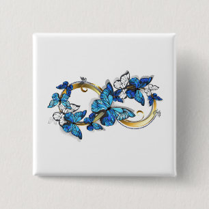Symbol Infinity of Blue Morpho Butterflies Button